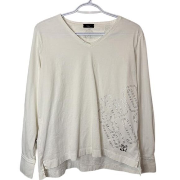 Marc Cain Sports white long sleeve V-neck top size L - Picture 1 of 5